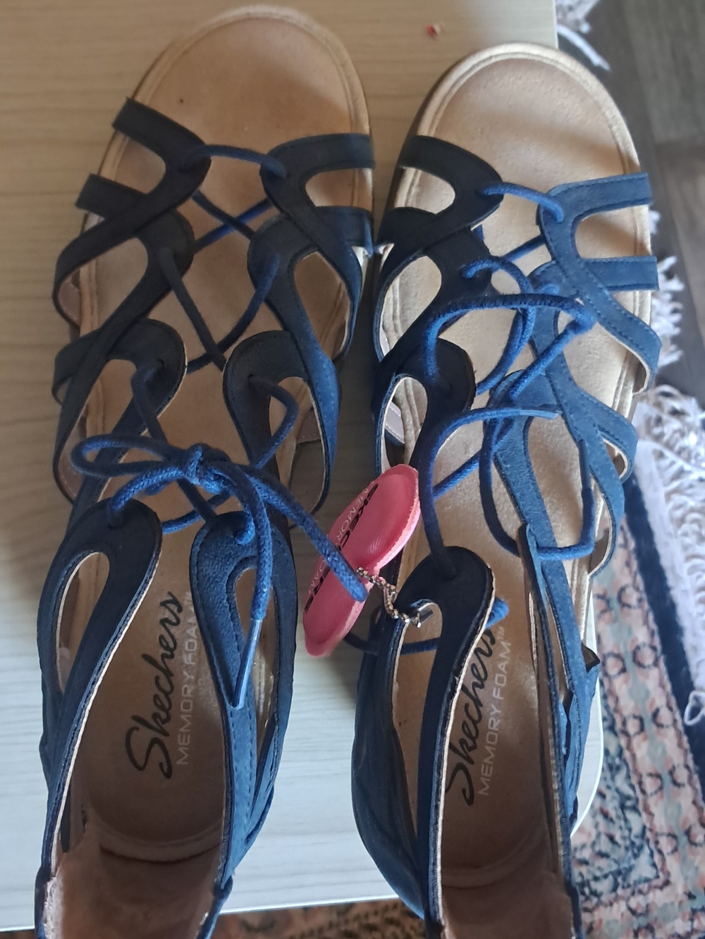 Skechers Navy Blue Lace-Up Cutout Sandals